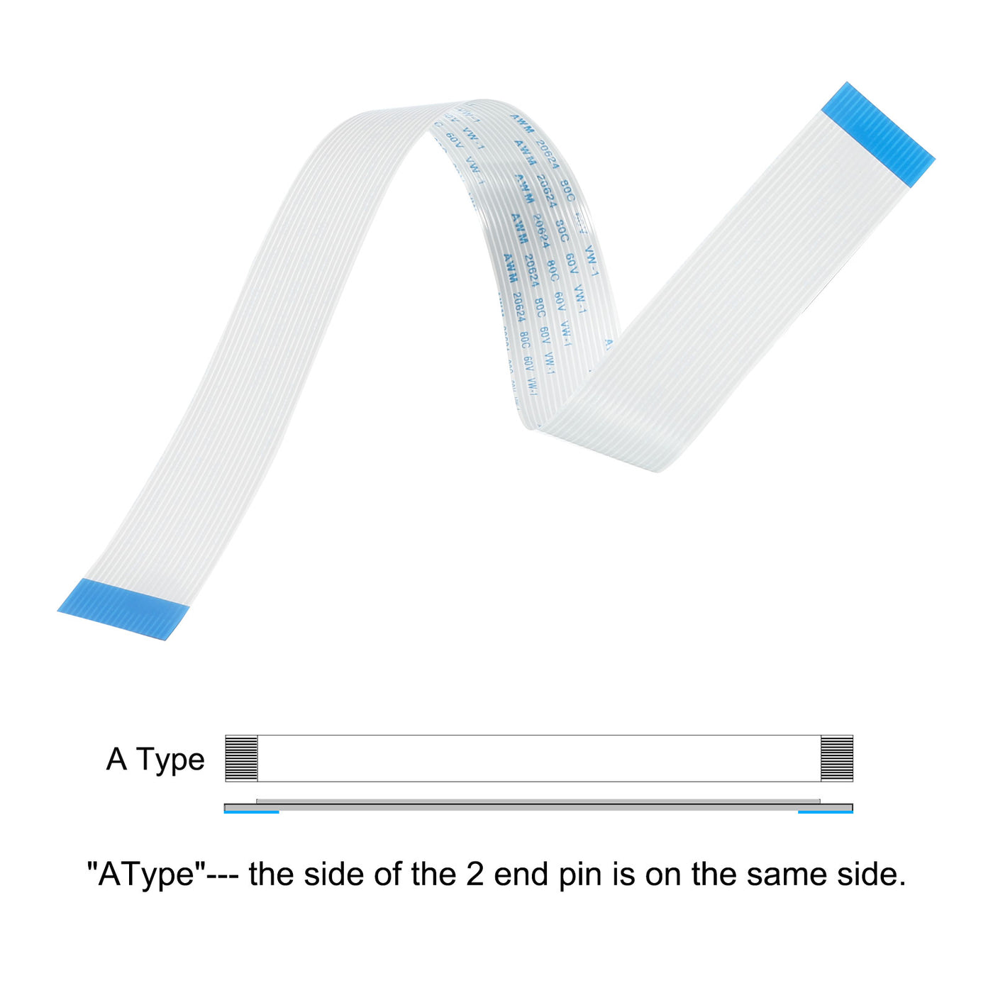 Flexible Flat Cable Extension Cables 18 Pins 1.0mm Pitch 300mm a Type