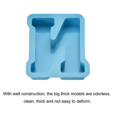 Harfington Silicone Resin Letter Mold 3D Mold for Epoxy Resin Art Large N Blue 6inch