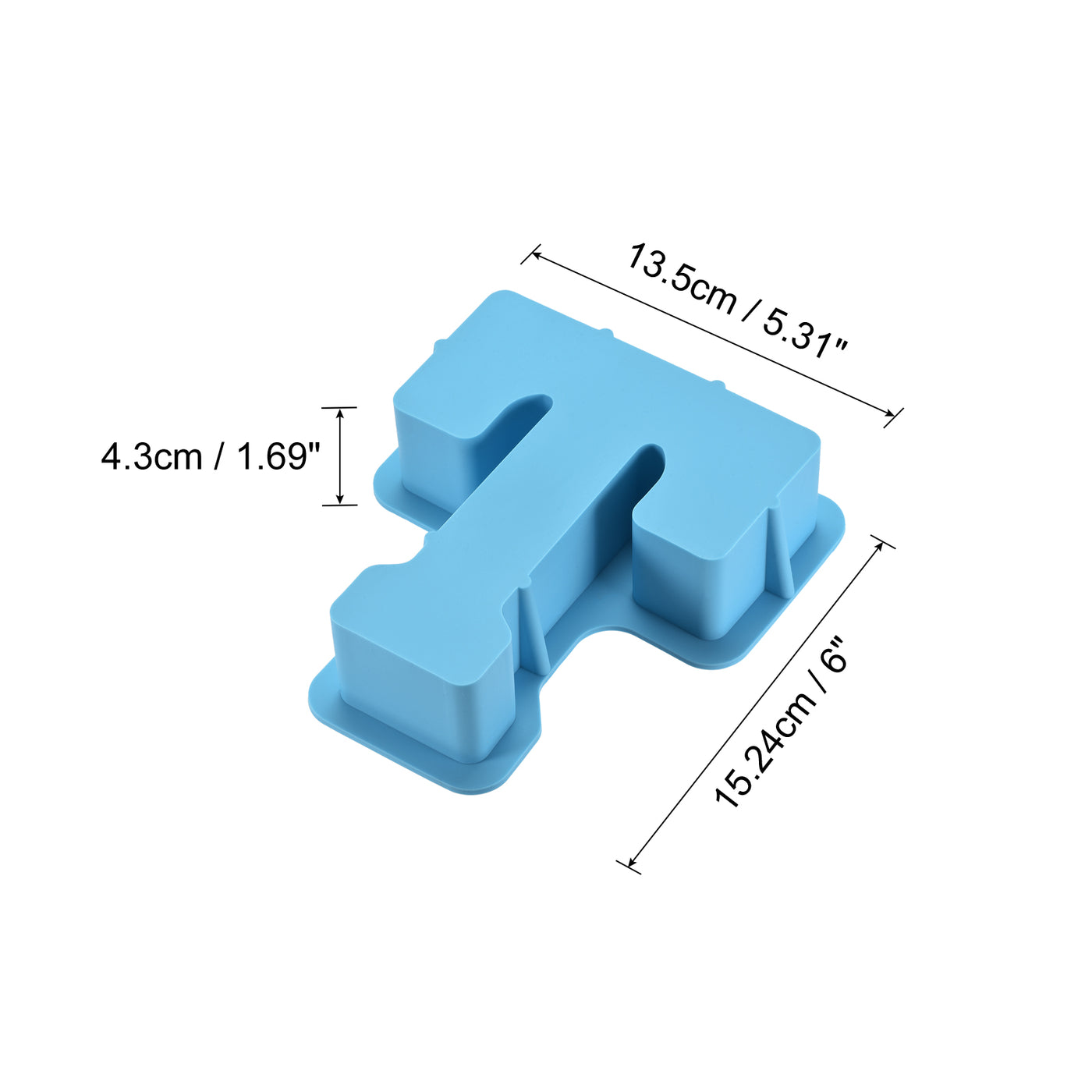 Harfington Silicone Resin Letter Mold 3D Mold for Epoxy Resin Art Large T Blue 6inch