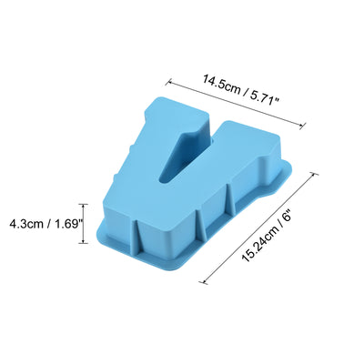 Harfington Silicone Resin Letter Mold 3D Mold for Epoxy Resin Art Large V Blue 6inch