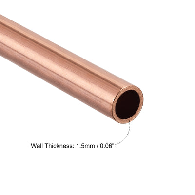 Harfington Uxcell Copper Round Tube 14mm OD 1.5mm Wall Thickness 100mm Length Pipe Tubing 2 Pcs