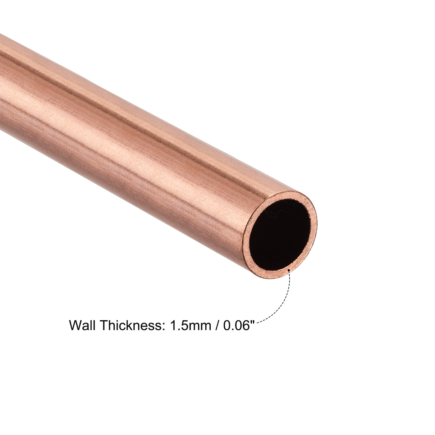 uxcell Uxcell Copper Round Tube 15mm OD 1.5mm Wall Thickness 100mm Length Pipe Tubing