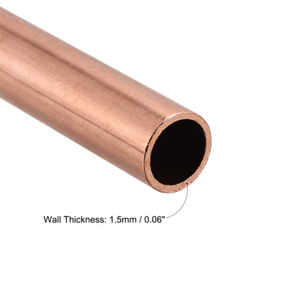 Harfington Uxcell Copper Round Tube 17mm OD 1.5mm Wall Thickness 100mm Length Pipe Tubing 3 Pcs