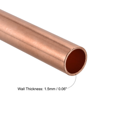 Harfington Uxcell Copper Round Tube 19mm OD 1.5mm Wall Thickness 100mm Length Pipe Tubing