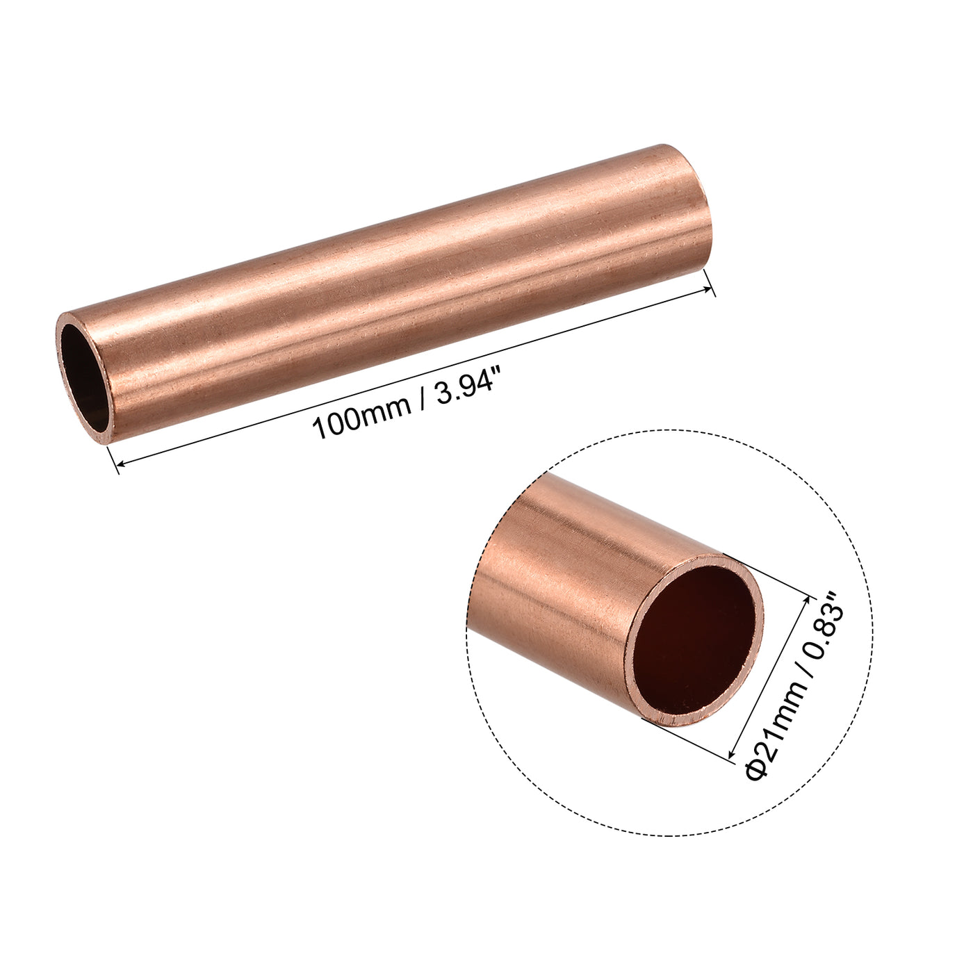 uxcell Uxcell Copper Round Tube 21mm OD 1.5mm Wall Thickness 100mm Length Pipe Tubing