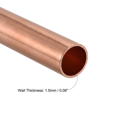 Harfington Uxcell Copper Round Tube 22mm OD 1.5mm Wall Thickness 100mm Length Pipe Tubing 2 Pcs