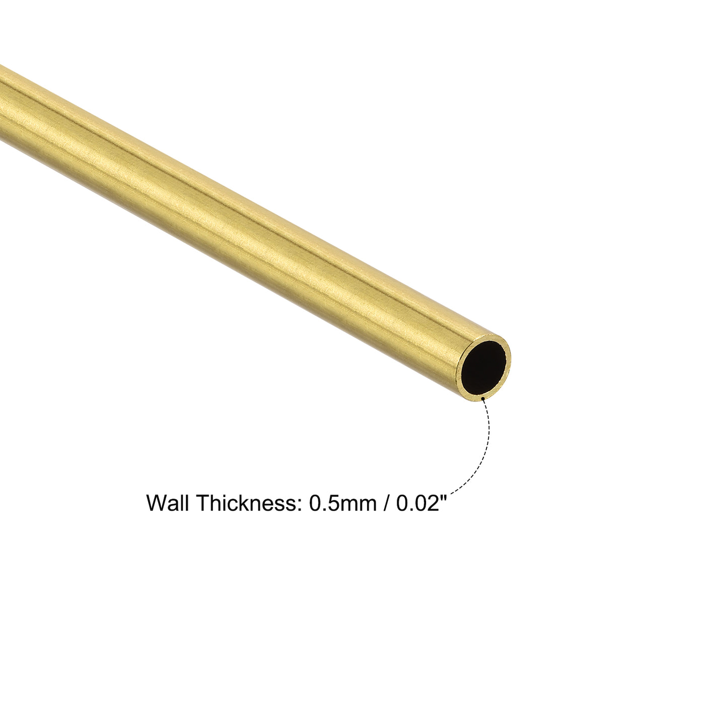 uxcell Uxcell Brass Round Tube 5mm OD 0.5mm Wall Thickness 100mm Length Pipe Tubing 2 Pcs