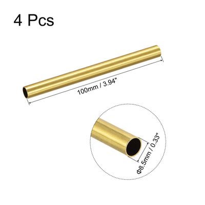 Harfington Uxcell Brass Round Tube 8.5mm OD 0.5mm Wall Thickness 100mm Length Pipe Tubing 4 Pcs