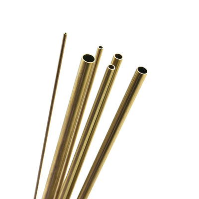 Harfington Uxcell Brass Tube, 2mm 3mm 4mm 5mm 6mm 7mm OD x 0.5mm Wall Thickness 200mm Length Metal Tubing, Pack of 6