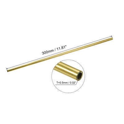 Harfington Uxcell Brass Tube, 2.5mm 3.5mm 4.5mm 5.5mm 6.5mm 7.5mm OD x 0.5mm Wall Thickness 300mm Length Metal Tubing, Pack of 6