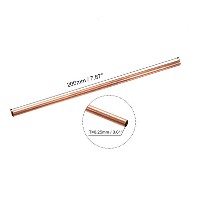 Harfington Uxcell Copper Tube, 2mm 3mm 4mm 5mm 6mm 7mm OD x 0.5mm Wall Thickness 200mm Length Metal Tubing, Pack of 6