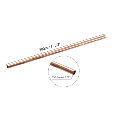 Harfington Uxcell Copper Tube, 8mm 9mm 10mm 11mm 12mm 13mm OD x 0.5mm Wall Thickness 200mm Length Metal Tubing, Pack of 6