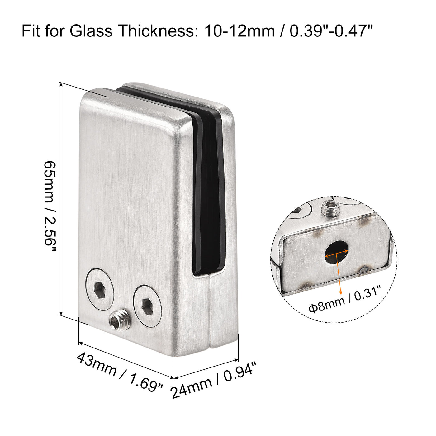 Uxcell Uxcell Stainless Steel Glass Clamp, 2Pcs Flat Bottom Square Glass Bracket for 10-12mm