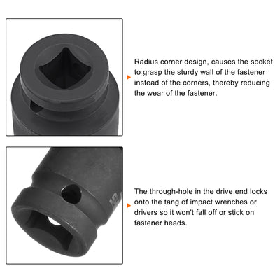 Harfington 12mm Impact Shallow Socket 1/2" Drive CR-MO Steel with 360° Universal Joint