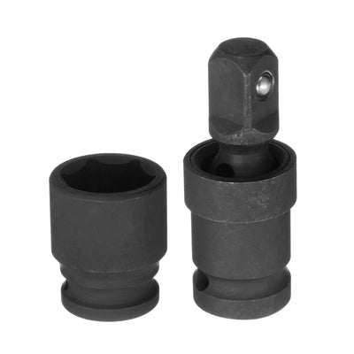Harfington 24mm Impact Shallow Socket 1/2" Drive CR-MO Steel with 360° Universal Joint