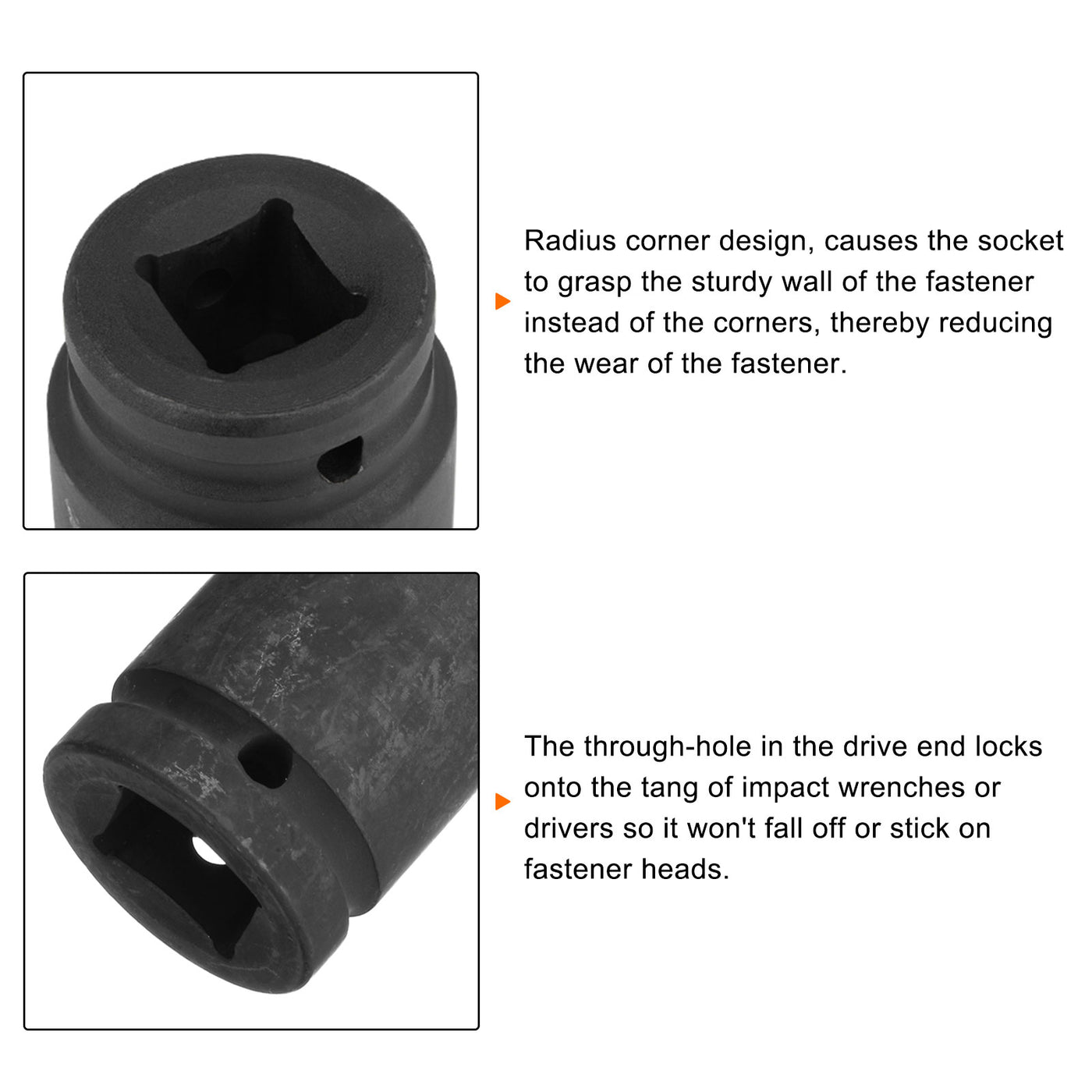 Harfington 41mm Impact Shallow Socket 3/4" Drive CR-MO Steel with 360° Universal Joint