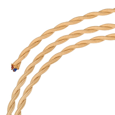 Harfington Twisted Cloth Covered Wire 2 Core 18AWG 3.0m/9.84ft,Electrical Cable,Flaxen
