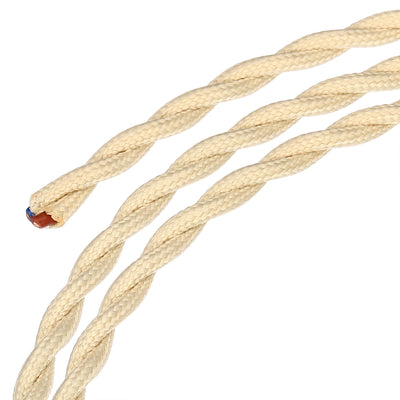Harfington Twisted Cloth Covered Wire 2 Core 18AWG 3.0m/9.84ft,Electrical Cable,Beige