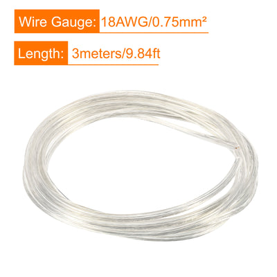 Harfington PVC Covered Wire 2 Core 18AWG 3.0m/9.84ft, Electrical Cable, Clear