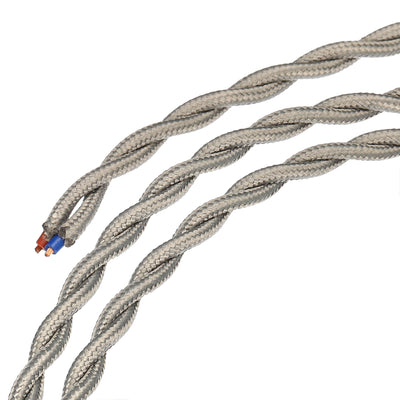Harfington Twisted Cloth Covered Wire 2 Core 18AWG 5m/16.4ft,Electrical Cable,Grey