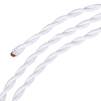Harfington Twisted Cloth Covered Wire 2 Core 18AWG 5m/16.4ft,Electrical Cable,White