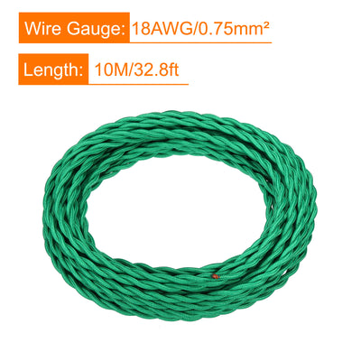 Harfington Twisted Cloth Covered Wire 2 Core 18AWG 10m/32.8ft,Electrical Cable,Dark Green