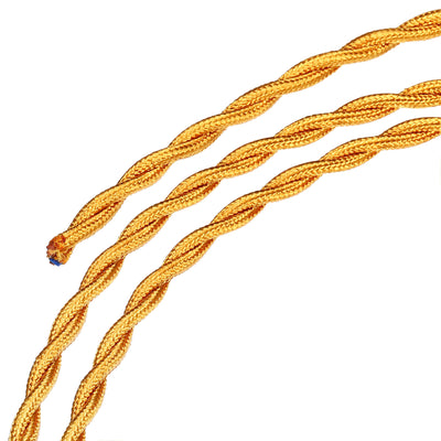 Harfington Twisted Cloth Covered Wire 2 Core 18AWG 10m/32.8ft,Electrical Cable,Gold Tone