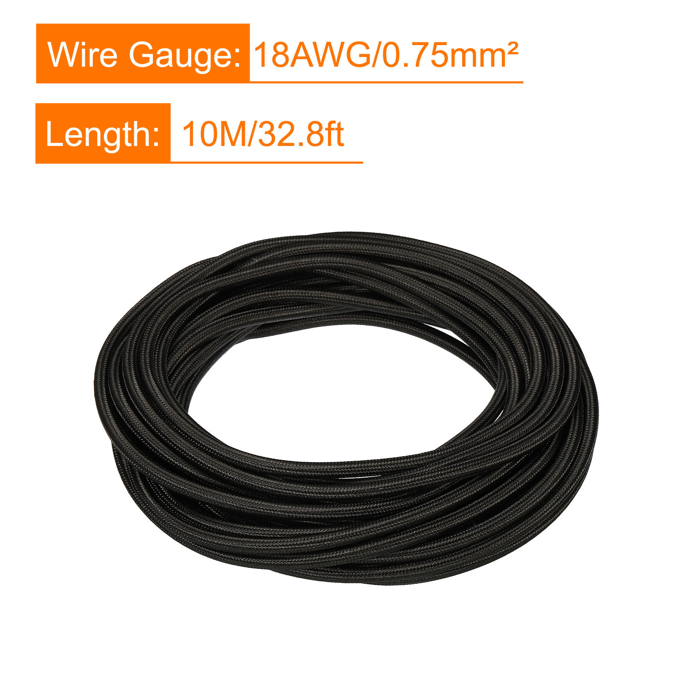 Harfington Twisted Cloth Covered Wire 2 Core 18AWG 10m/32.8ft,Electrical Cable,Black