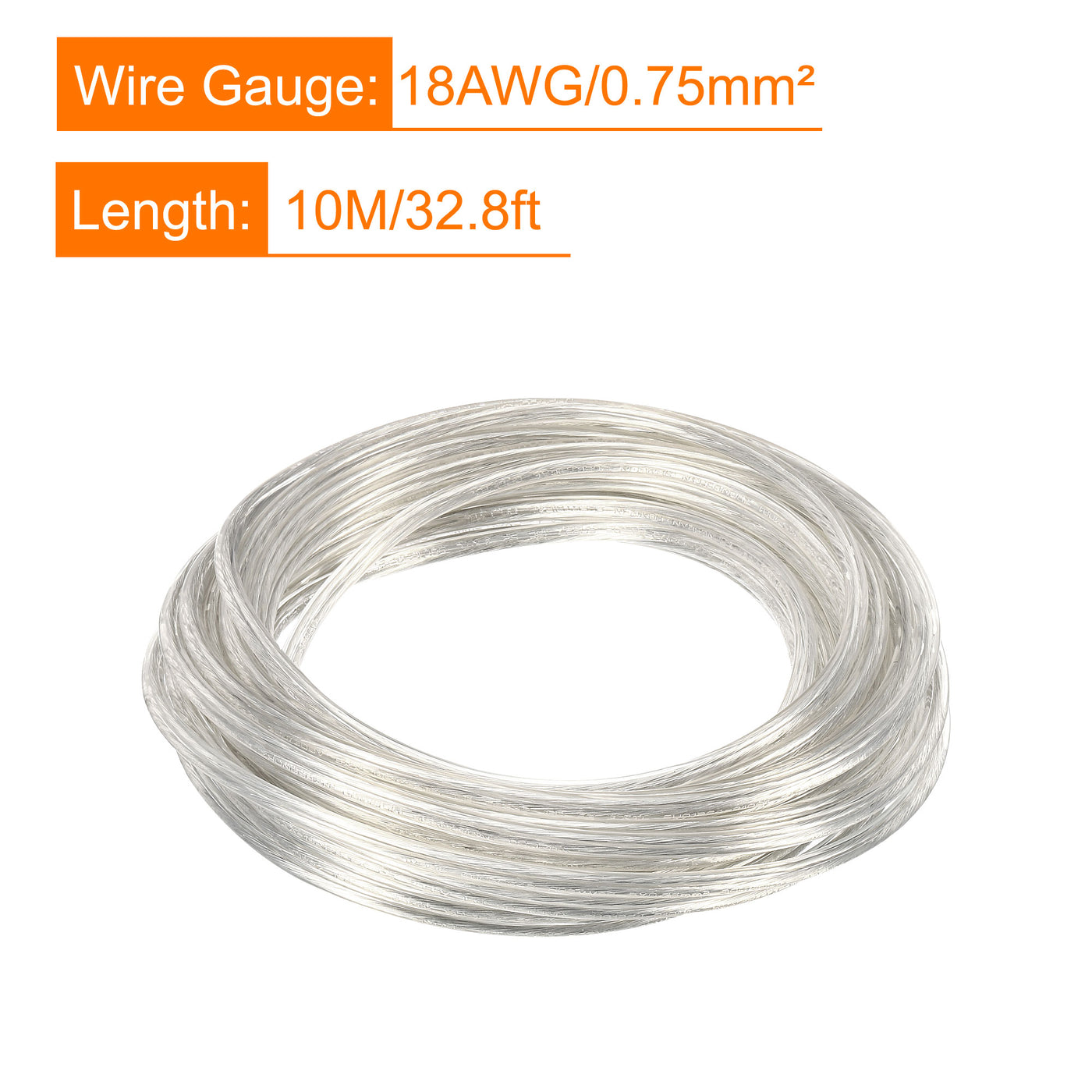 Harfington PVC Covered Wire 2 Core 18AWG 10m/32.8ft, Electrical Cable, Clear