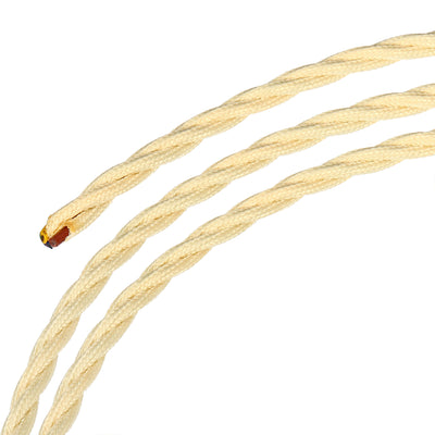 Harfington Twisted Cloth Covered Wire 3 Core 18AWG 3.0m/9.84ft,Electrical Cable,Cream
