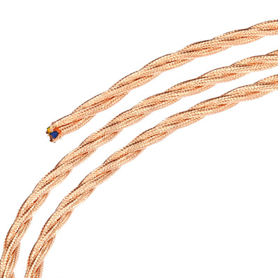 Harfington Twisted Cloth Covered Wire 3Core 18AWG 9.84ft,Electrical Cable,Rose Gold Tone