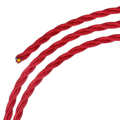 Harfington Twisted Cloth Covered Wire 3 Core 18AWG 3.0m/9.84ft,Electrical Cable,Burgundy