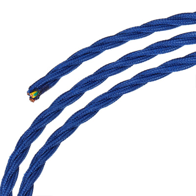 Harfington Twisted Cloth Covered Wire 3 Core 18AWG 3.0m/9.84ft,Electrical Cable,Blue