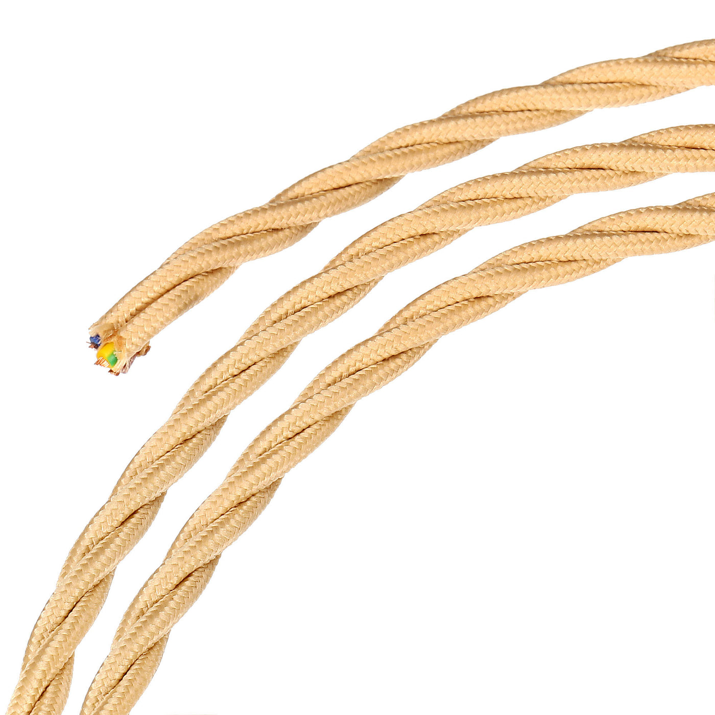 Harfington Twisted Cloth Covered Wire 3 Core 18AWG 3.0m/9.84ft,Electrical Cable,Apricot