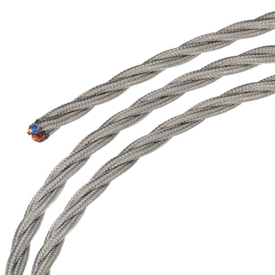 Harfington Twisted Cloth Covered Wire 3 Core 18AWG 5m/16.4ft,Electrical Cable,Grey