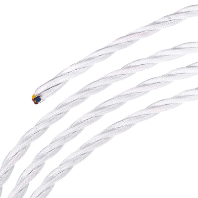 Harfington Twisted Cloth Covered Wire 3 Core 18AWG 5m/16.4ft,Electrical Cable,White