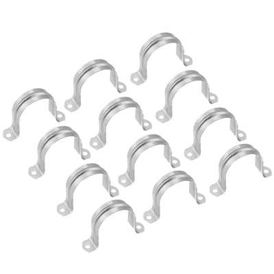 Harfington Uxcell Rigid Pipe Strap, 1 5/8 Inch (40mm) 2 Holes U Bracket Carbon Steel Tension Tube Clip Clamp 12pcs