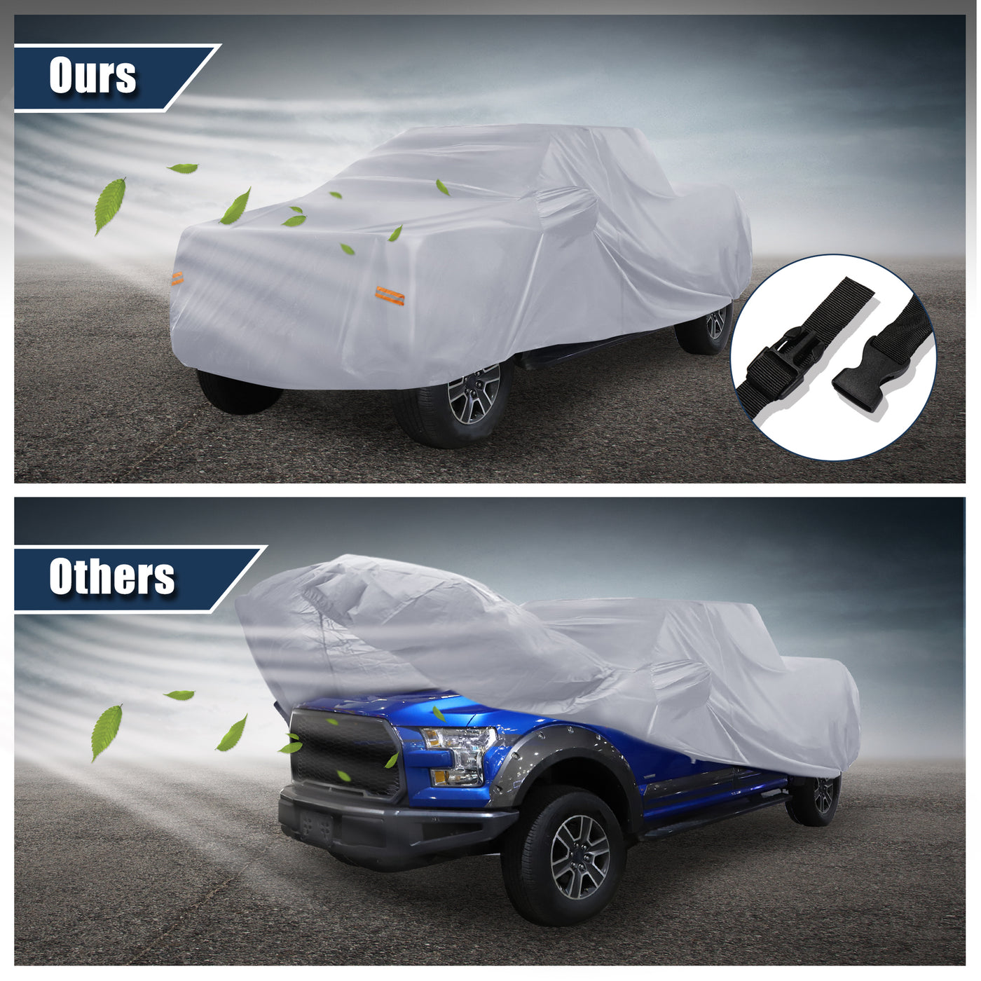 X AUTOHAUX Pickup Truck Car Cover for Toyota Tacoma Crew Cab Pickup 4 Door 6.1 Feet Bed 05-21 Outdoor Waterproof Sun Rain Dust Wind Snow Protection 190T PU with Driver Door Zipper