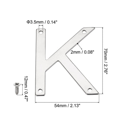 Harfington Uxcell 2.76 Inch Stainless Steel House Letter K for Mailbox Hotel Address Door Sign