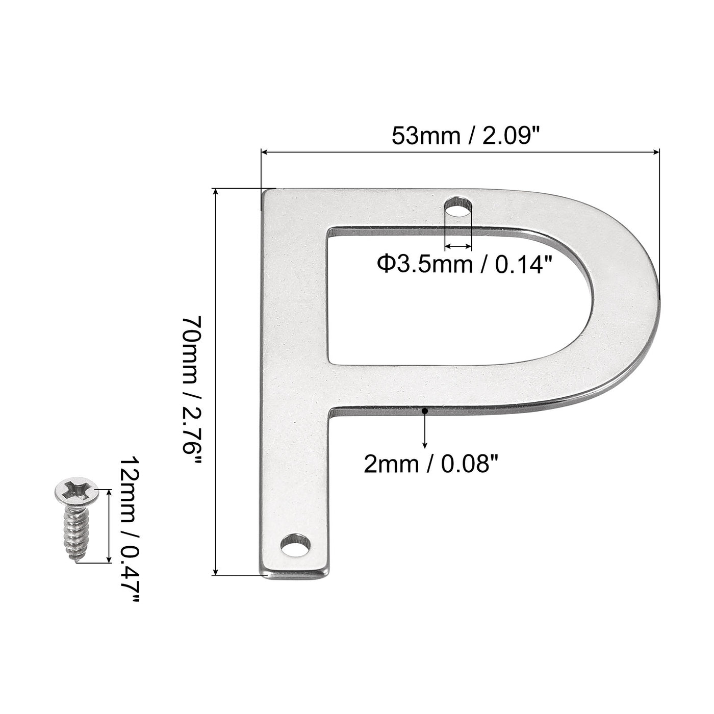 uxcell Uxcell 2.76 Inch Stainless Steel House Letter P for Mailbox Hotel Address Door Sign
