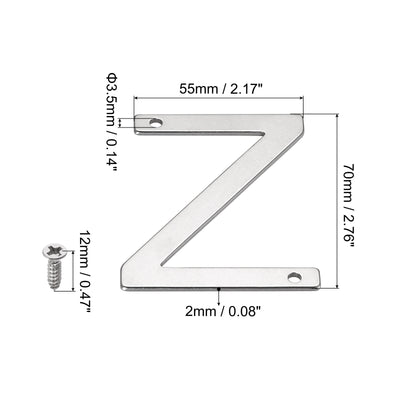 Harfington Uxcell 2.76 Inch Stainless Steel House Letter Z for Mailbox Hotel Address Door Sign