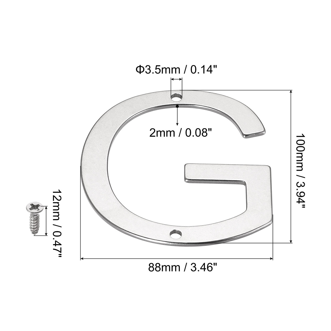 uxcell Uxcell 3.94 Inch Stainless Steel House Letter G for Mailbox Hotel Address Door Sign