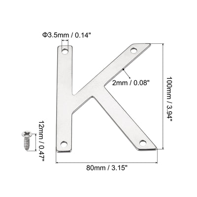 Harfington Uxcell 3.94 Inch Stainless Steel House Letter K for Mailbox Hotel Address Door Sign