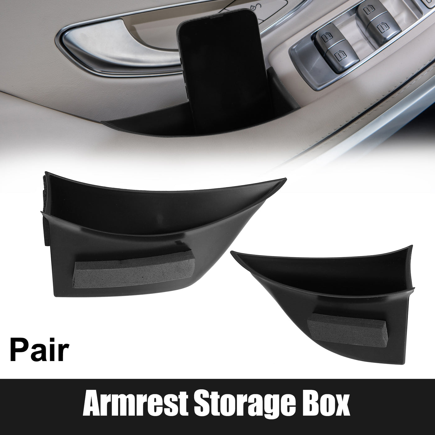 X AUTOHAUX 1 Pair Car Front Door Side Storage Box Inner Armrest Glove Box Holder Pocket Container Accessories for Mercedes-Benz S-Class 2014-2020