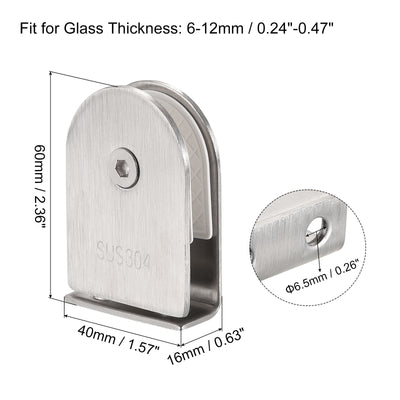 Harfington Uxcell Glass Clamp, Adjustable 6-12mm Thick 60x40mm 304 Stainless Steel Glass Clip