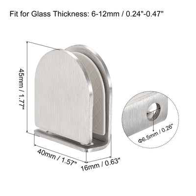 Harfington Uxcell Glass Clamp, 2pcs Adjustable 6-12mm Thick 45x40mm Stainless Steel Glass Clip