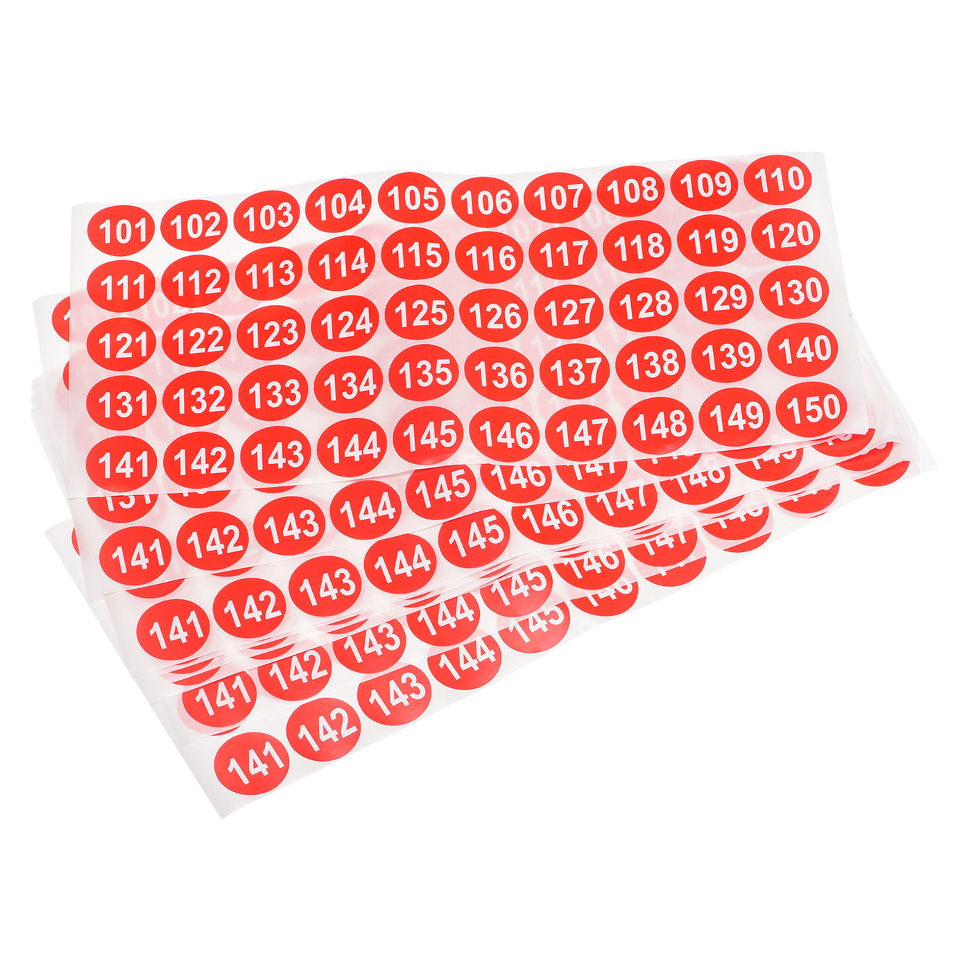 Harfington 101 to 150 Number Stickers Number Label Self Adhesive Marked Sticker Red and White for Classification, Pack of 10