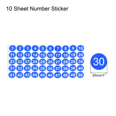 Harfington 1 to 50 Number Stickers Number Label Self Adhesive Marked Sticker Blue and White for Classification, Pack of 10