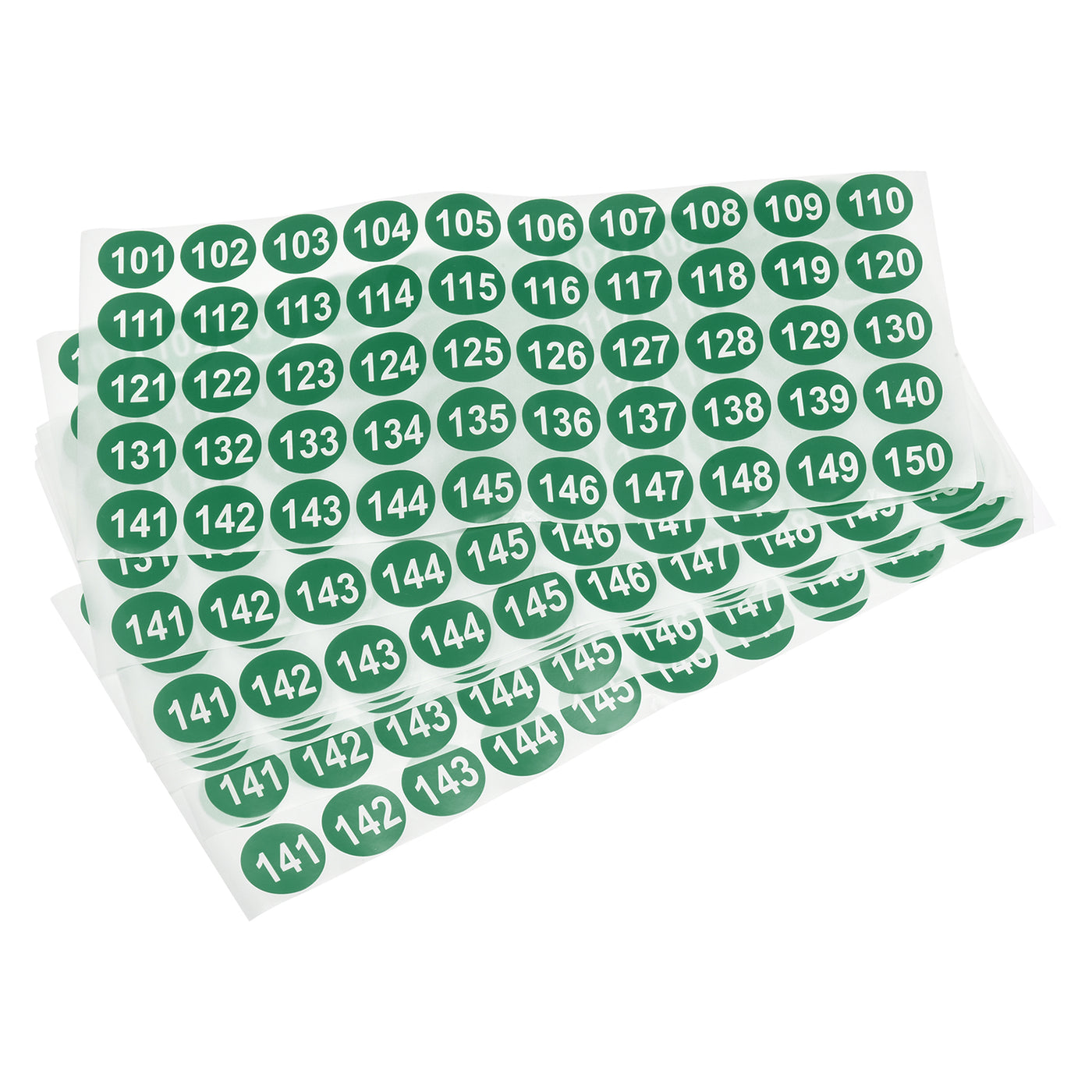 Harfington 101 to 150 Number Stickers Number Label Self Adhesive Marked Sticker Green and White for Classification, Pack of 15