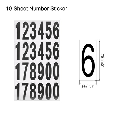 Harfington Mailbox Numbers Sticker Label Number Self Adhesive PVC Vinyl Label Black 76x25mm for Mailbox Signs, Pack of 10